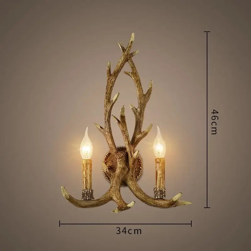 Retro Deer Horn Wall Lamp Living Room Bar Creative Deer Decoration Wall Lamp Hallway Bedroom Dining Room Dining Lighting