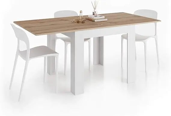 , Square extendable Dining Table, Eldorado, 35.4(70.9) x35.4 in, Rustic Oak, for 4-8 People, Expandable Dining Table for Kitchen