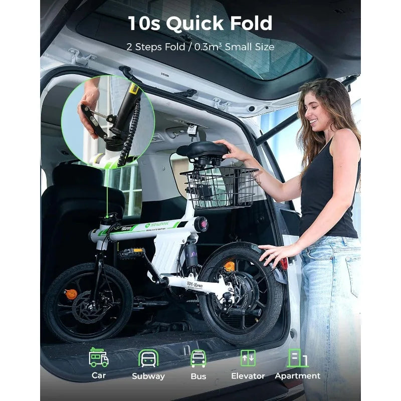 U1 Pro Electric Bike for Adults with Basket, 500W Motor, 20 mph Folding Ebike, 16" Adults Electric Bicycles with Smart