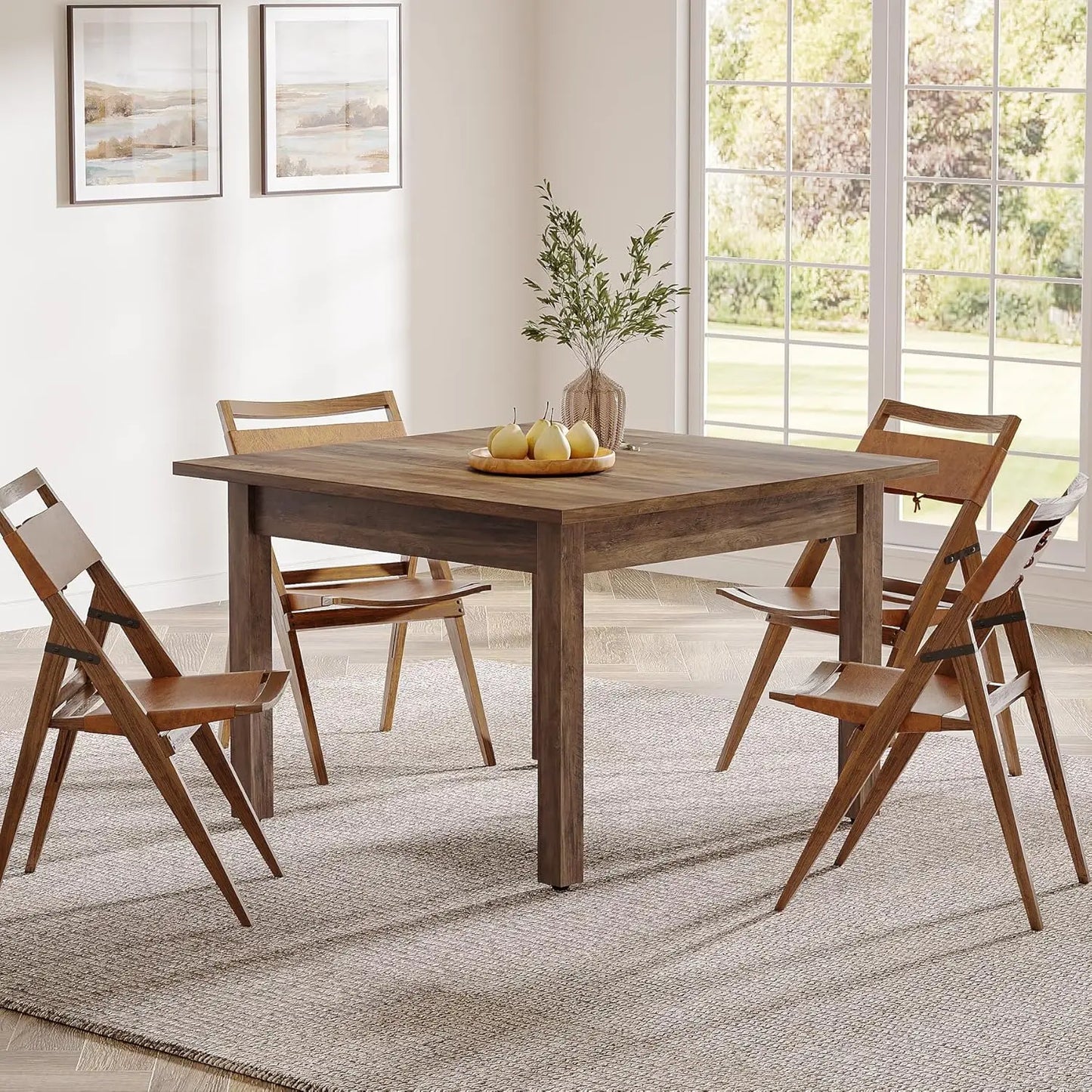 Wood Dining Table Modern Kitchen Table for Dining Room Living Room,2-4 People Dining Room Table Square Dinner Tables(Only Table)
