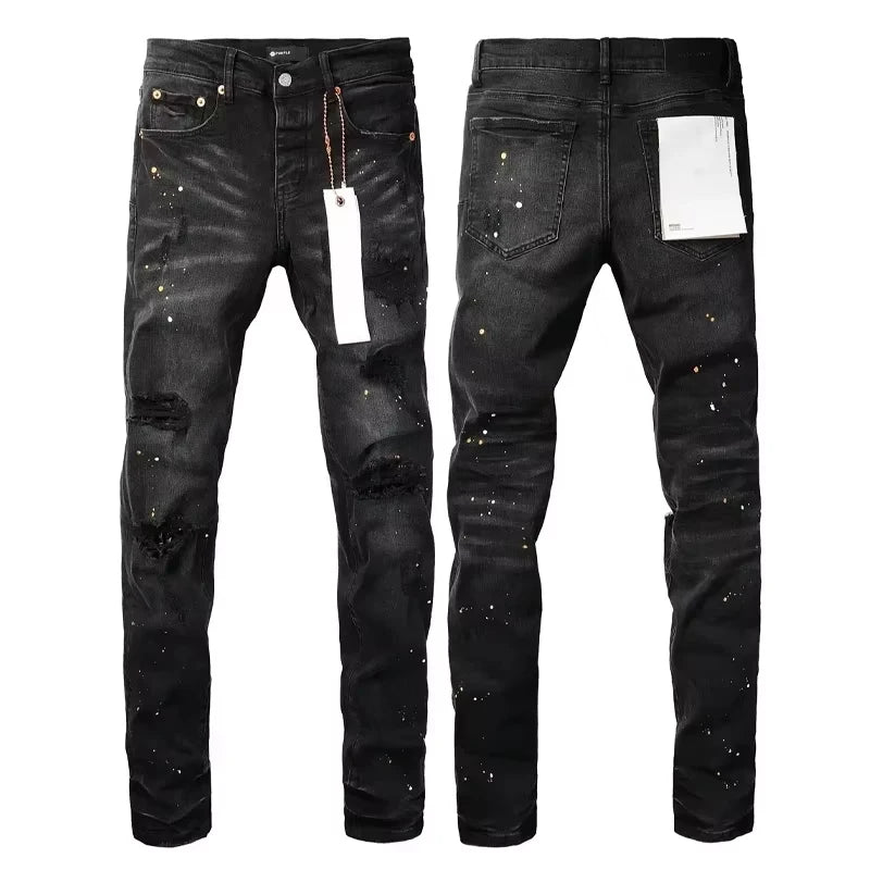 Men Jeans American High Street Black Pleated Basic Model New Fashion Trend High Quality Jeans