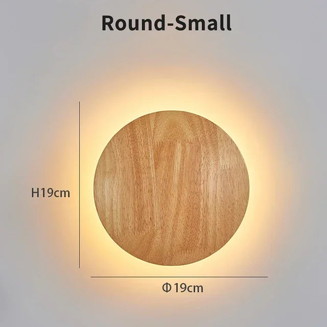 Modern LED Wall Lamp Circular Creative Wooden Wall Lamp Background Wall Bedroom Living Room Corridor Staircase Home decoration