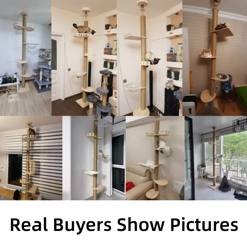 Adjustable Cat Climbing Frame from Floor to Ceiling Height For Multi-Level Cat Tree House Springboard Rest Activity Pet Supplies