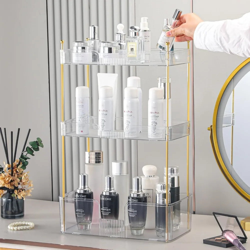 3 Tier Bathroom Countertop Organizer, Makeup Skin Care Organizer, Perfume Tray Vanity Countertop Organizer for Bathroom Countert