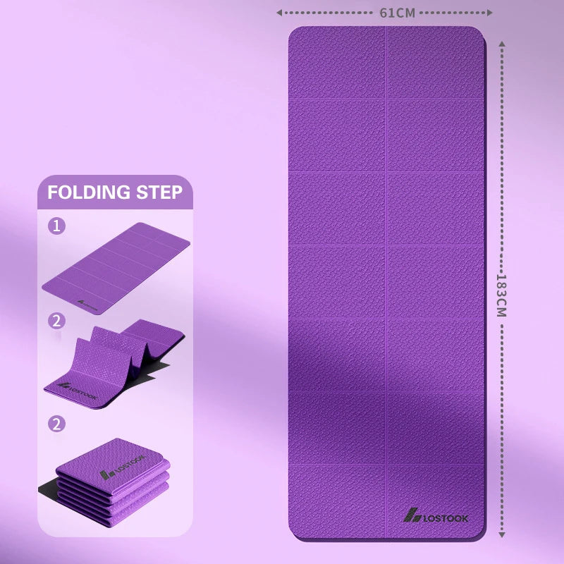 【ODA7】1PC Foldable Yoga Mat Eco Friendly Tpe Folding Travel Fitness Exercise Double Sided Non-Slip For Pilates & Floor Workouts