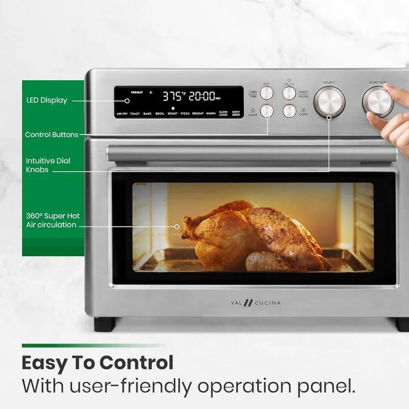 Infrared Heating Air Fryer Toaster Oven, Extra Large Countertop Convection Oven 10-in-1 Combo, 6-Slice Toast, Enamel Baking