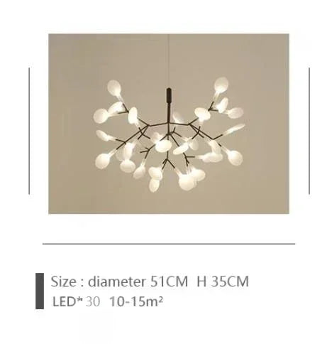 Nordic Circular Chandelier Living Room Kitchen Corridor Postmodern Tree Branch Design Firefly LED Pendant Light Led Lamp