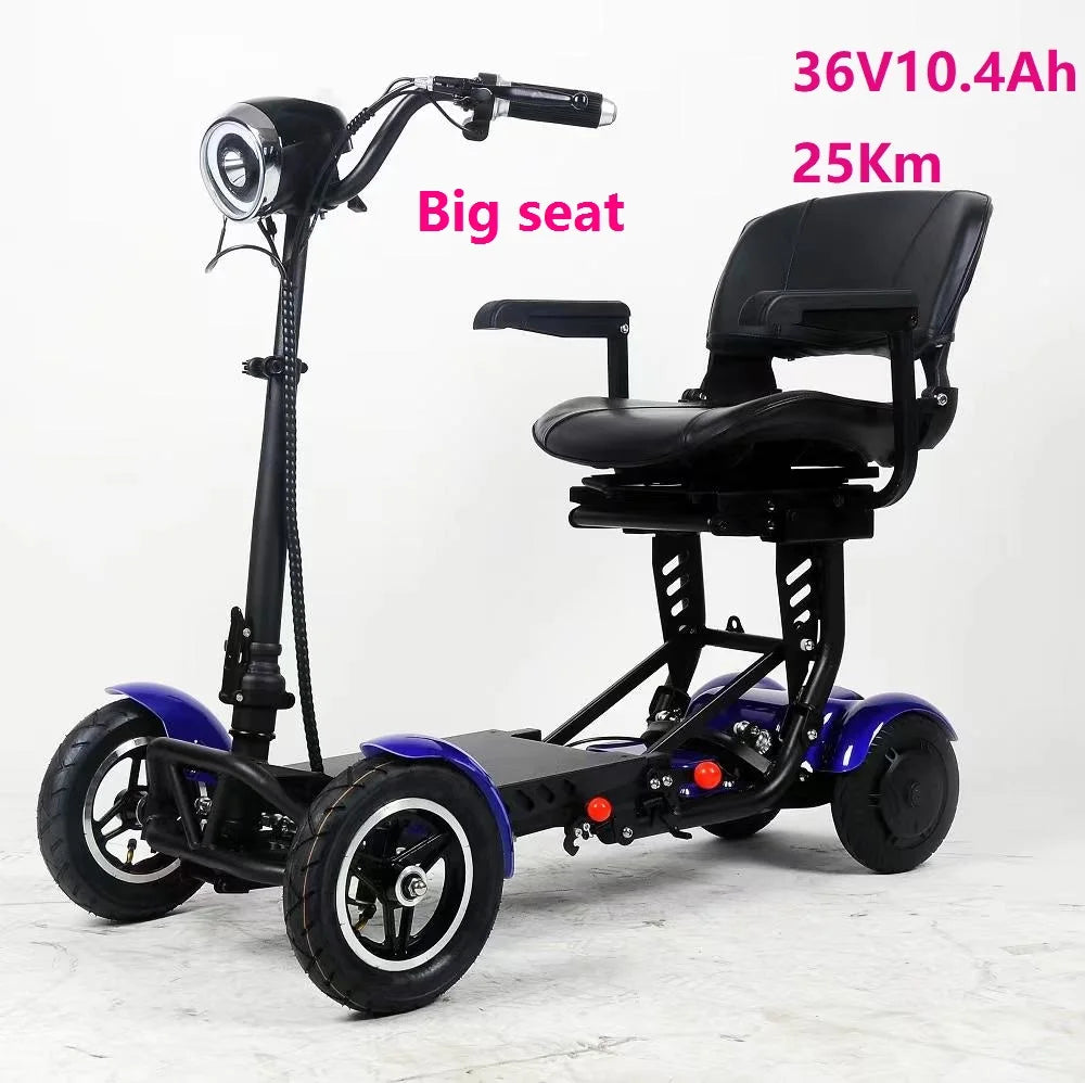 New handicapped Foldable Electric Scooter Adult Dual motor 4 Wheels Folding Electric Wheelchair Scooter For Elderly People