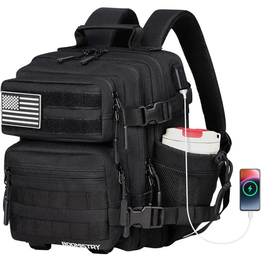 15L Mini Tactical Backpack Small Tactical Backpack for Men and Women, Military Backpack for Gym, Hiking, Daily (Black-15L)