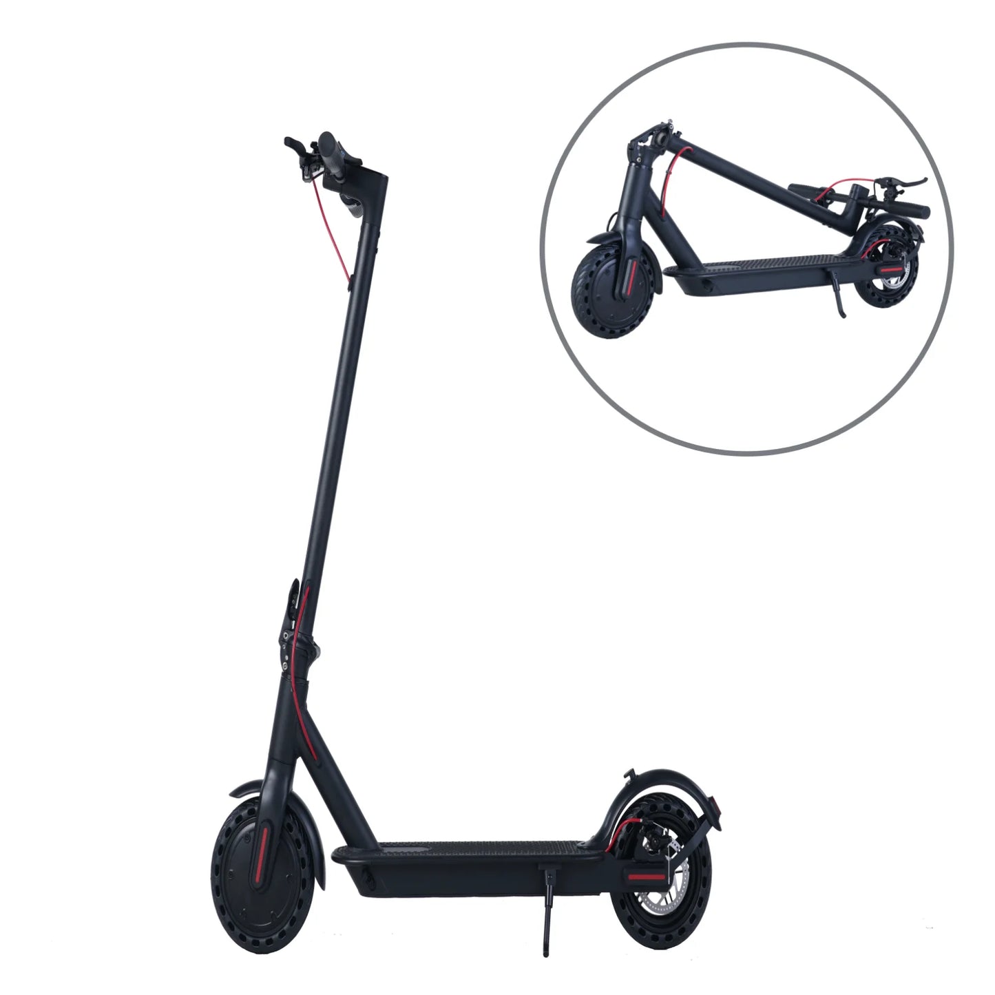 Commuter Electric Scooter - 500W Peak Power, Puncture-Proof Tires & Lightweight Aluminum Frame for Urban Riding-Black