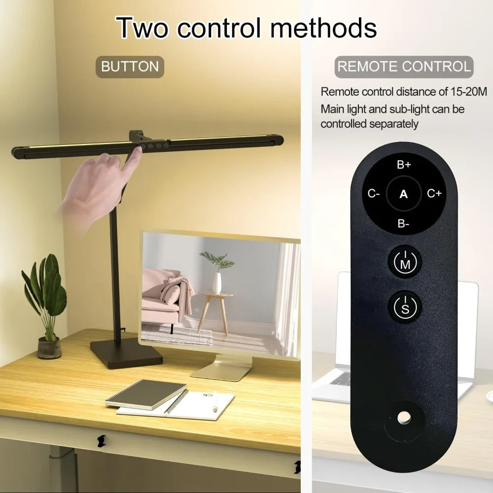 Ultra Bright 36W 3000LM Desk Lamp with Base, 47.4 Inches Wide Tall, Dimmable Overhead Lighting for Home Office