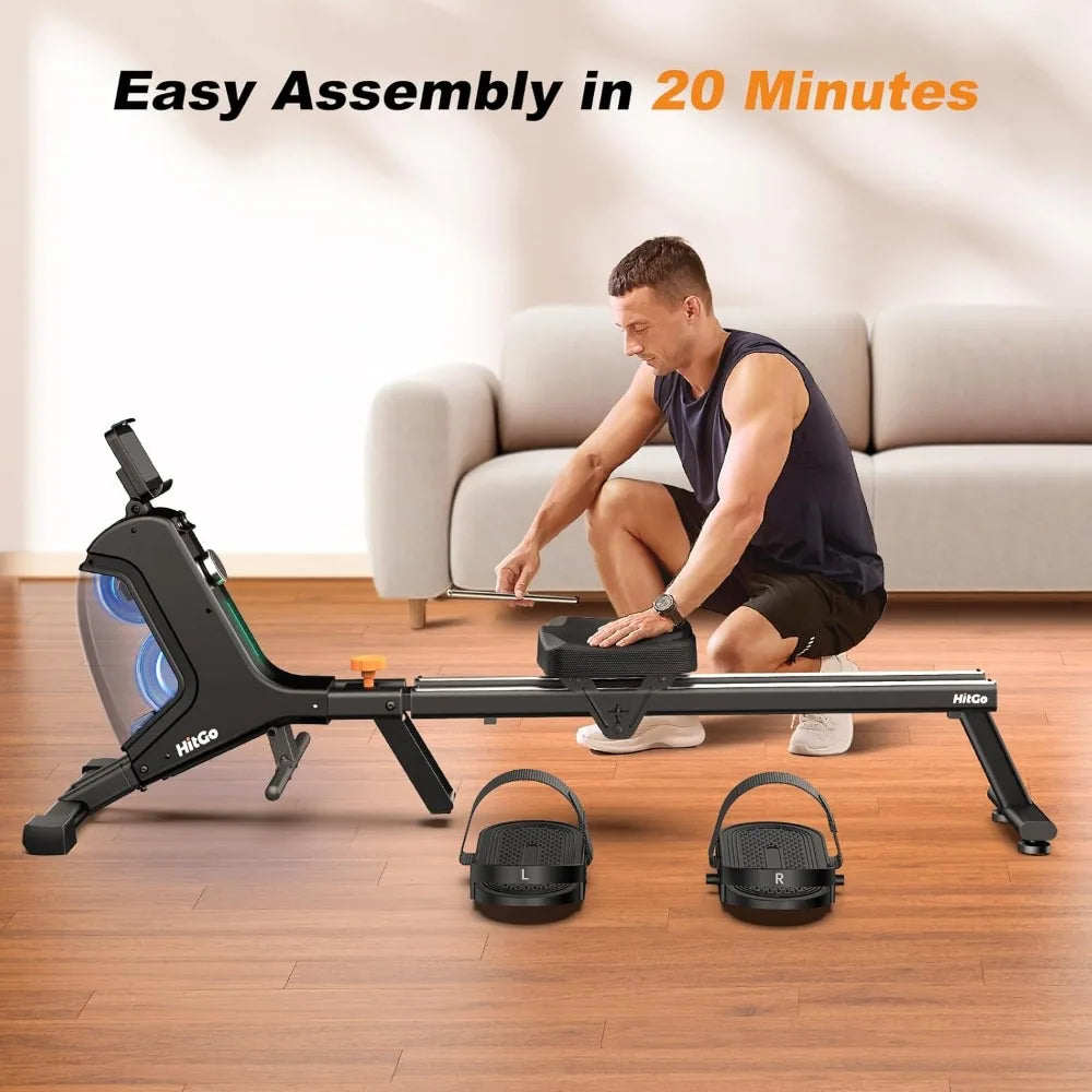 Compact Foldable Rower with 32 Silent Resistance Levels and LED Display for Home Fitness