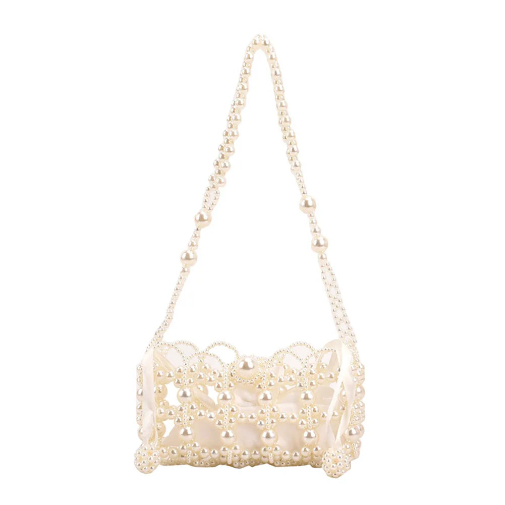 Beading Underarm Bag Handmade Beaded Women Evening Messenger Bags Retro Pearl Exquisite Elegant Shiny Banquet Party Bag