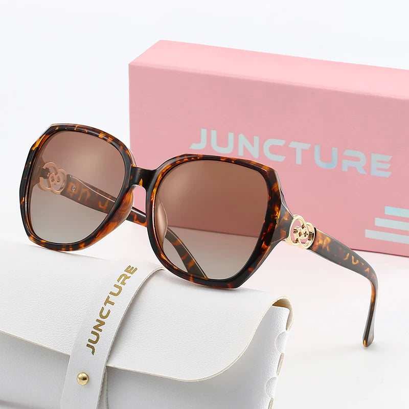 JUNCTURE Polarized Women Sunglasses Fashion Cat Eye Sun Glasses Big Frame Purple Gradient Lady Glasses Sunglasses for Women
