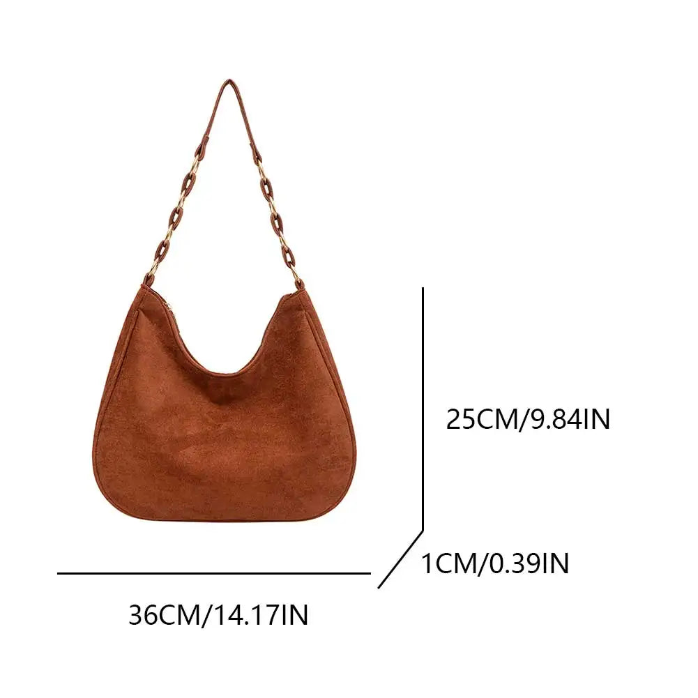Trendy Suede Tote Bag for Women Faux Suede Shoulder Bags Retro Handbags Purse Vintage Crescent Hobo Bag Casual Commuter Bag 2024