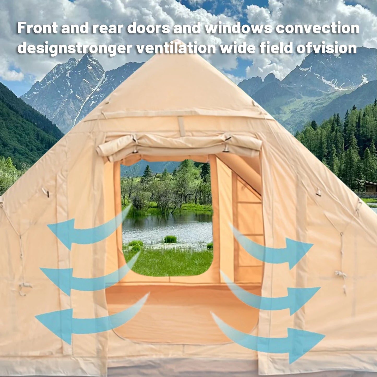 Inflatable camping tent 4-8 people with windows portable water-resistant camping tent  Four season tents