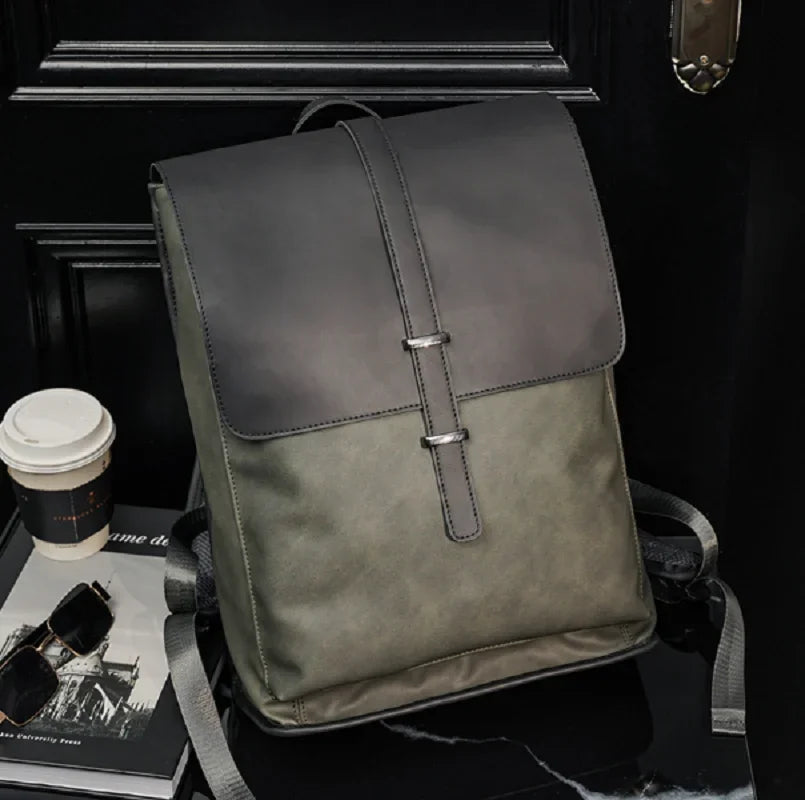 Hot Sale New Men's Large Capacity Travel Double Shoulder Bags Fashion High Quality Leather Backpacks Notebook School Bag