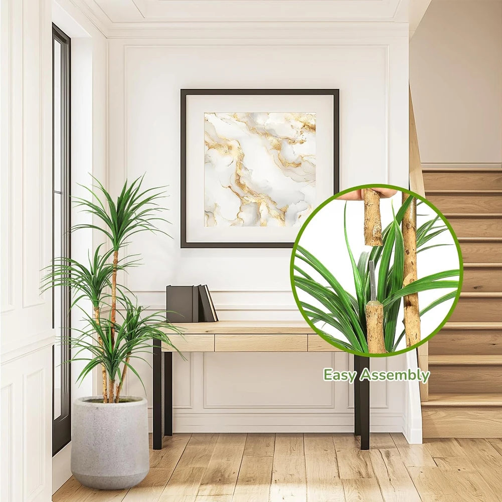 Artificial Dracaena Tree,Realistic Fake Dracaena Plant, Tall Dracaena Houseplant for Indoor Decor, Adjustable Lifelike Faux Tree