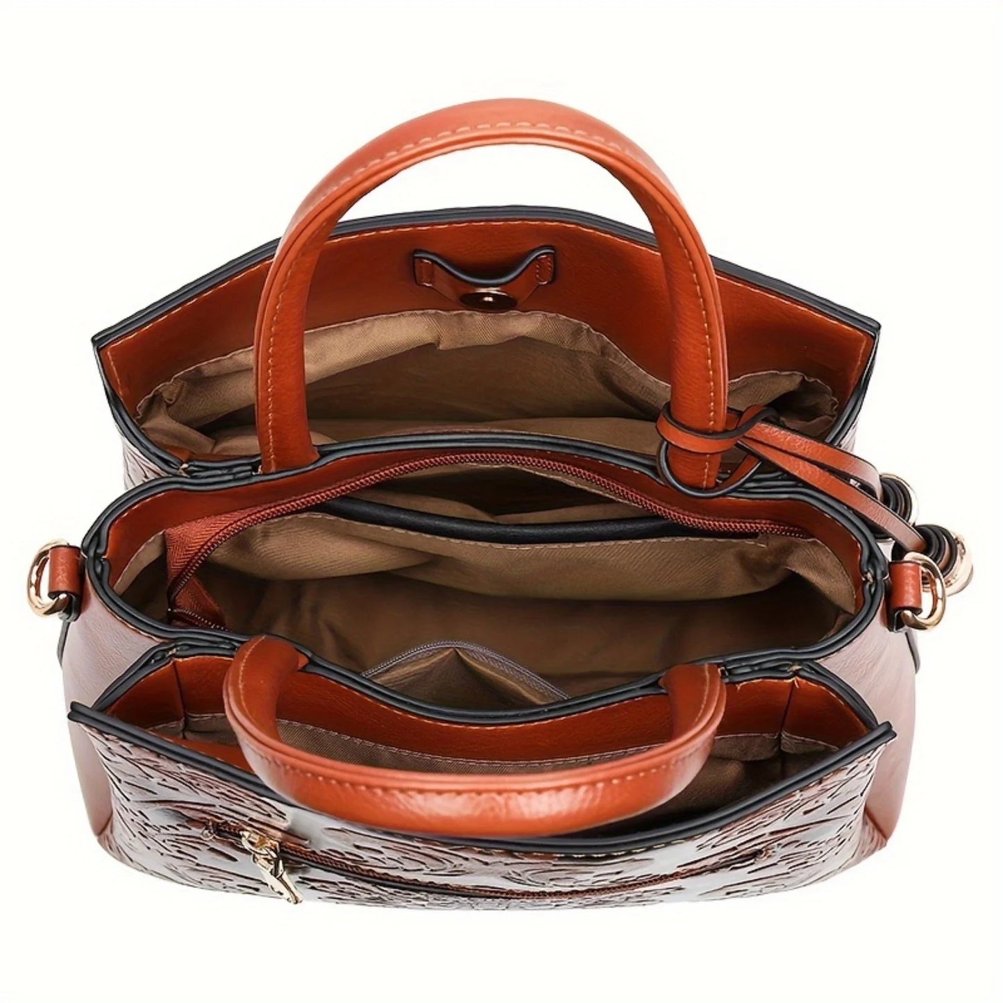 2025 The new stylish ladies hand bag, the retro style of large capacity multi-layer shoulder bag, crossbody bag commuter bag
