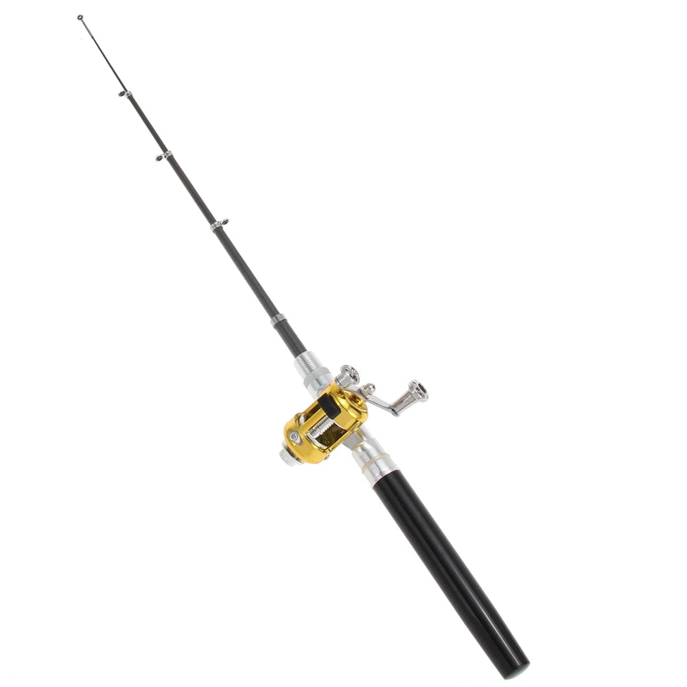 Fishing Rod Reel Combo Set Mini Telescopic Pocket Pen Fishing Rod Pole Fishing Rod Spinning Reel for River Lake Fishing