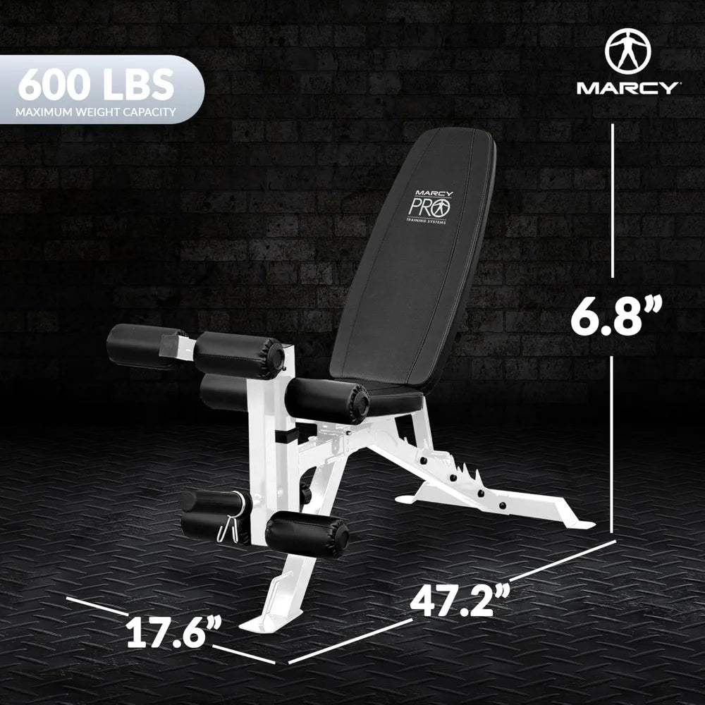 Adjustable weight bench with leg developer, supine board suitable for home gym workouts