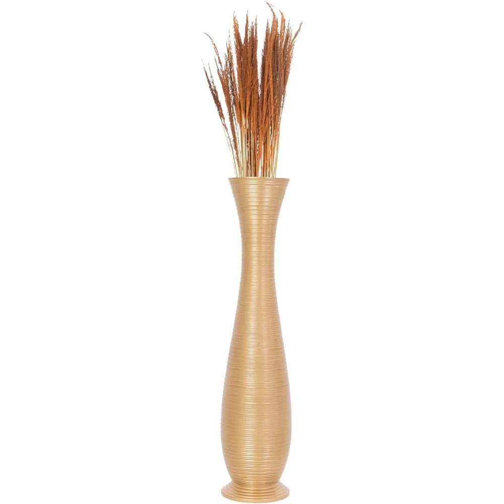 Large Wooden Floor Vase for Home Decor - 34 Tall Farmhouse Style, Ideal for Displaying Fake Plants and Pampas Grass