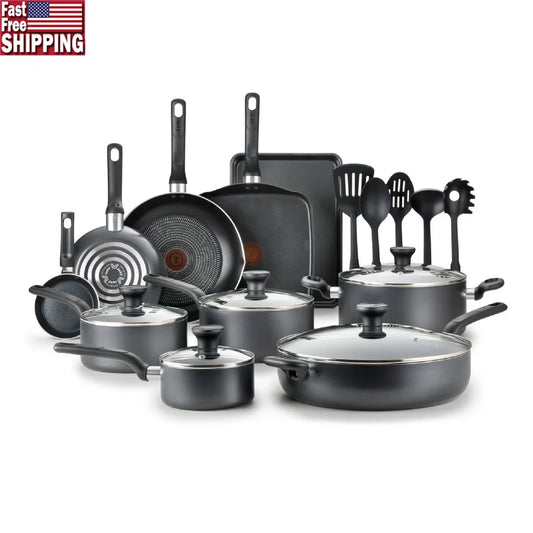 20 Piece Non-Stick Cookware Set ProGlide Interior Thermo-Spot Technology Dishwasher Safe Easy Care Pots Pans Kitchen Essentials