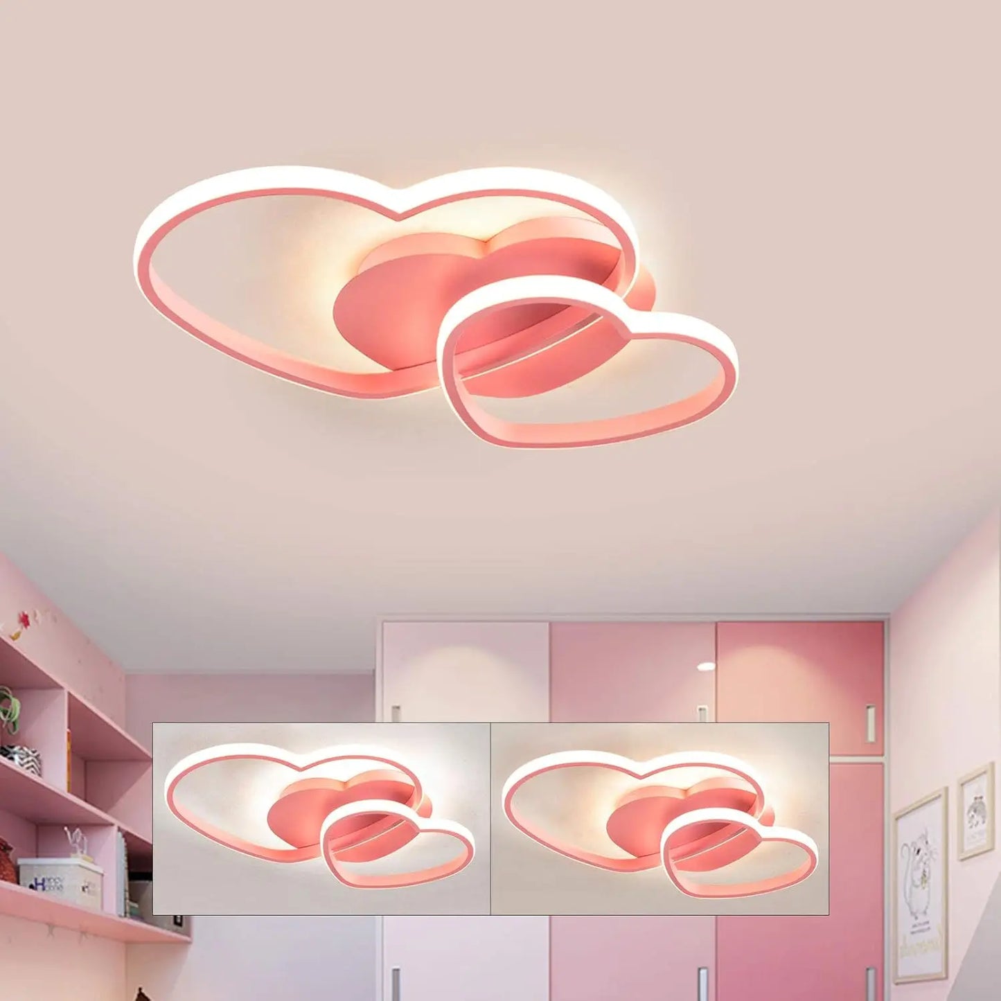 Heart Creative Dimmable LED Ceiling Light, Modern Smart Adjustable Recessed Ceiling Pendant, Remote Control, Infinitely Dimming