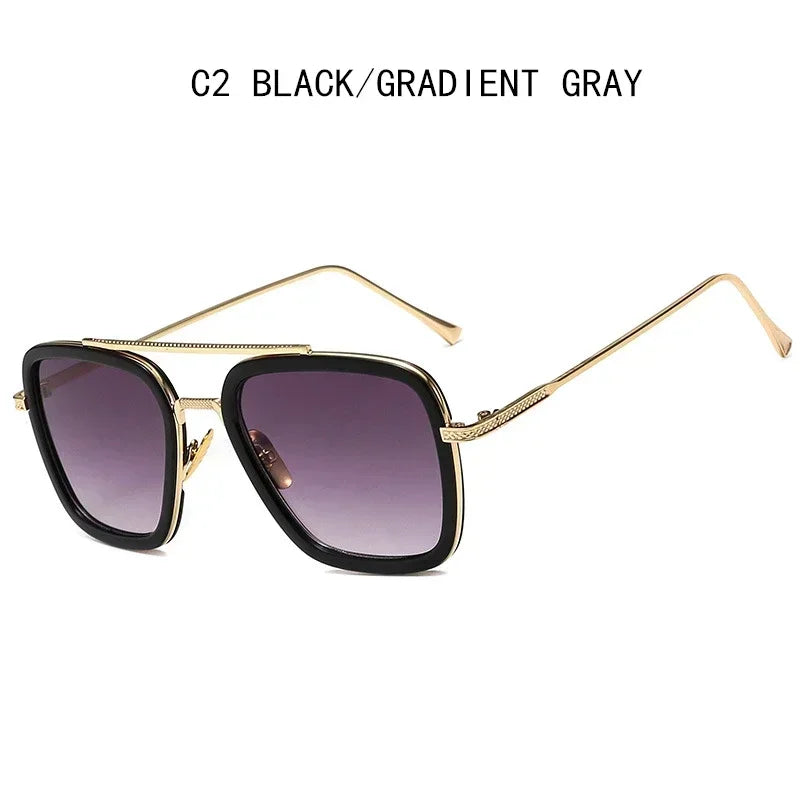 Luxury Square Sunglasses Men Women Brand Designer Retro Alloy Frame Big Sun Glasses Vintage Gradient Male Female Oculos Feminino