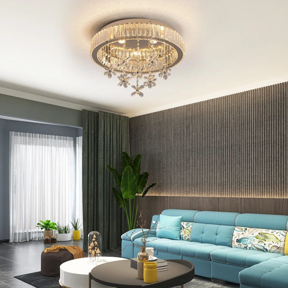 Crystal LED Ceiling Lamp Modern Chandelier Pendant Light Luxury Home Decor Living Dining Room Decor Fixtures Plafonnier Lustre