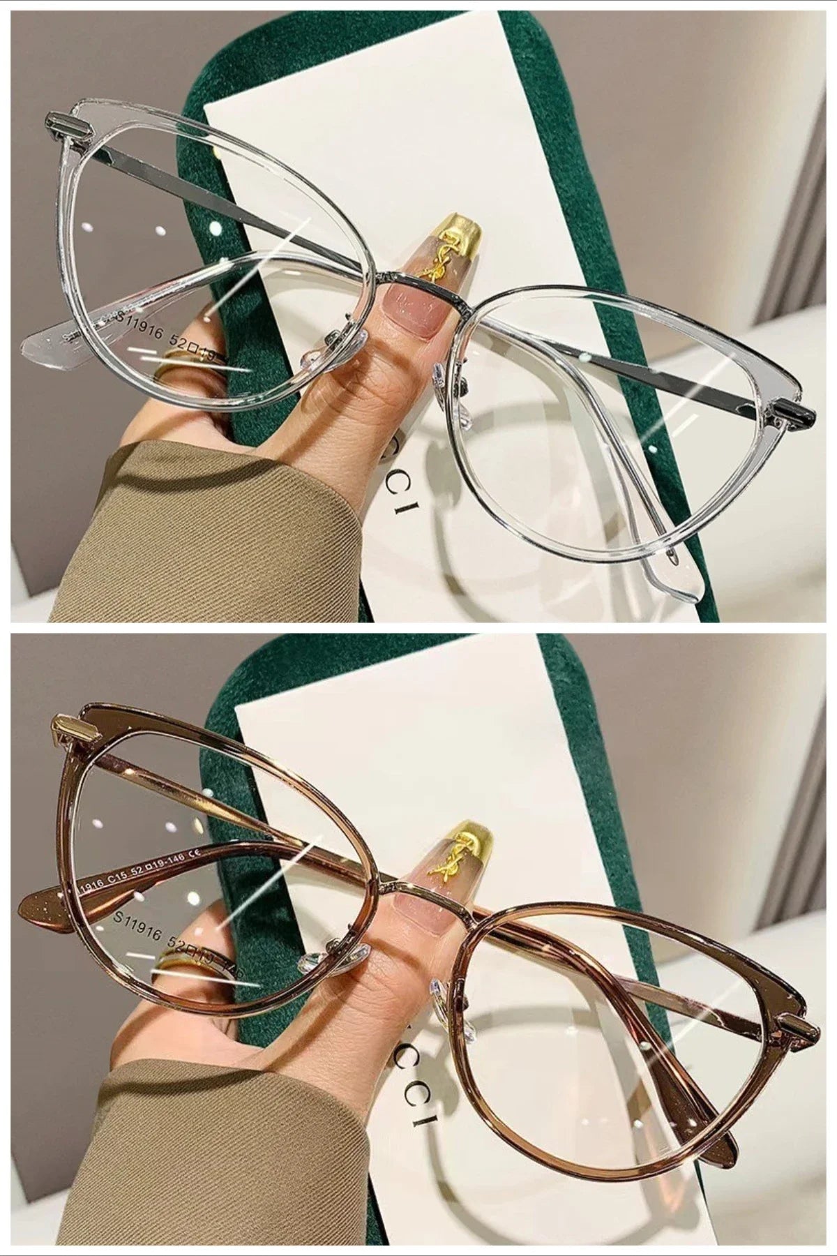 2PCS Cat Eye Frame Glasses Women Anti Blue Light  Glasses Retro Optical Glasses