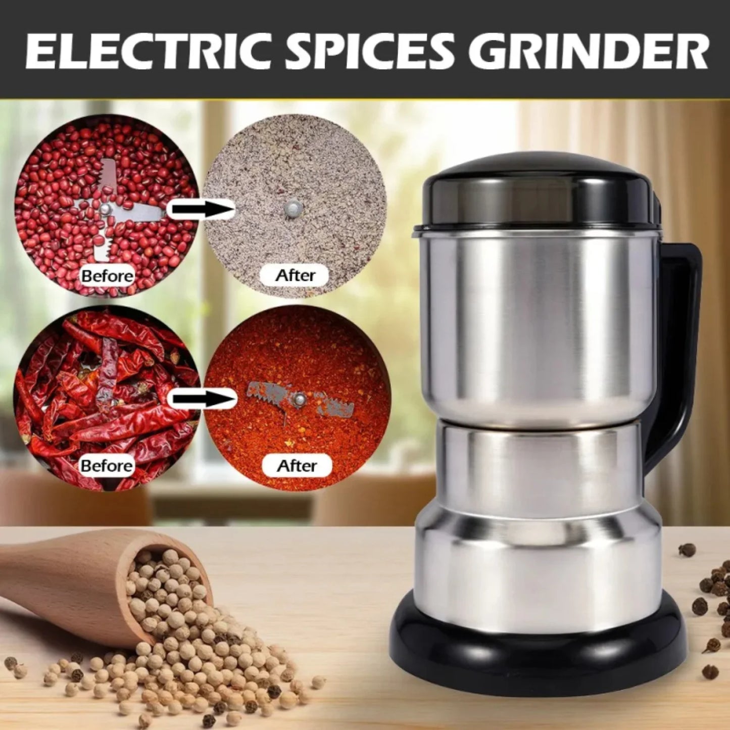 High Power  Coffee Grinder Kitchen Cereal Nuts Beans Spices Grains Machine Multifunctional