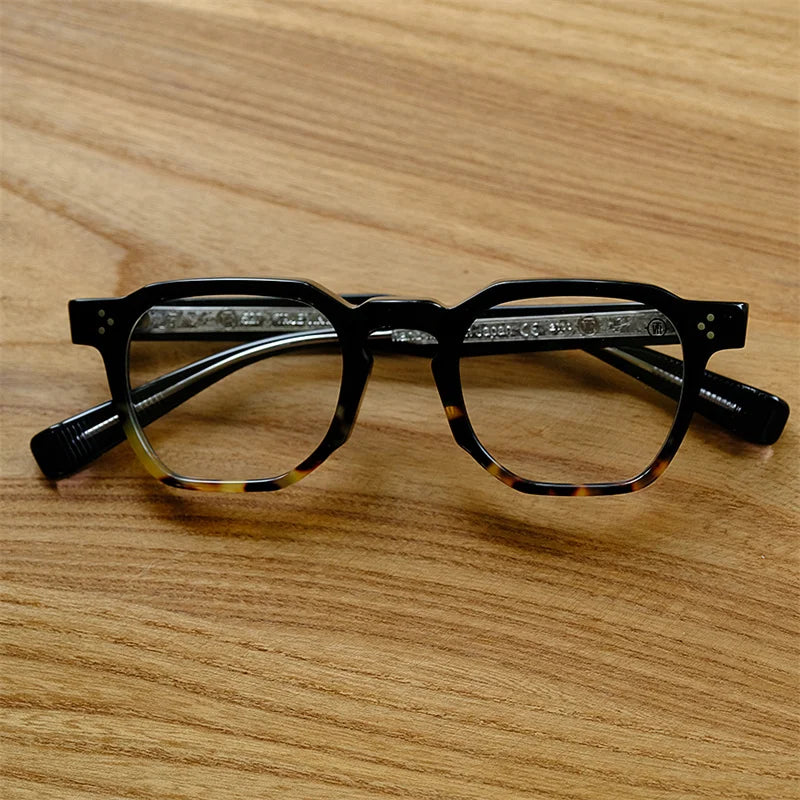 Japanese Handmade Men's Transparent Large Frames Luxury Designer Vintage Glasses Square Acetate Myopia Reading Eyeglasses