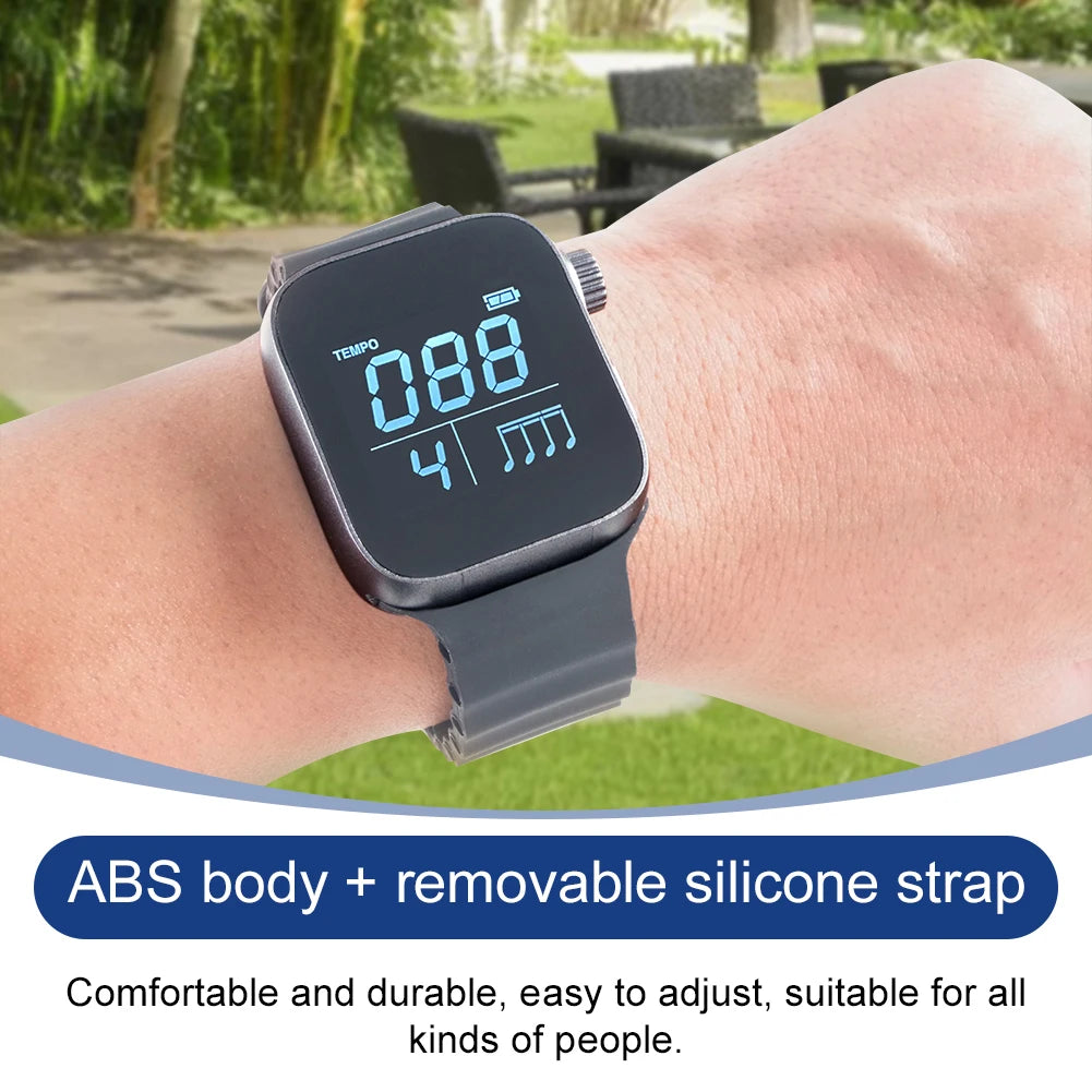 Wearable Vibrating Metronome for Sport Running Metronome Watch 40-240 Bpm Smart Pulse Beat Counting Watch for Musical Instrument