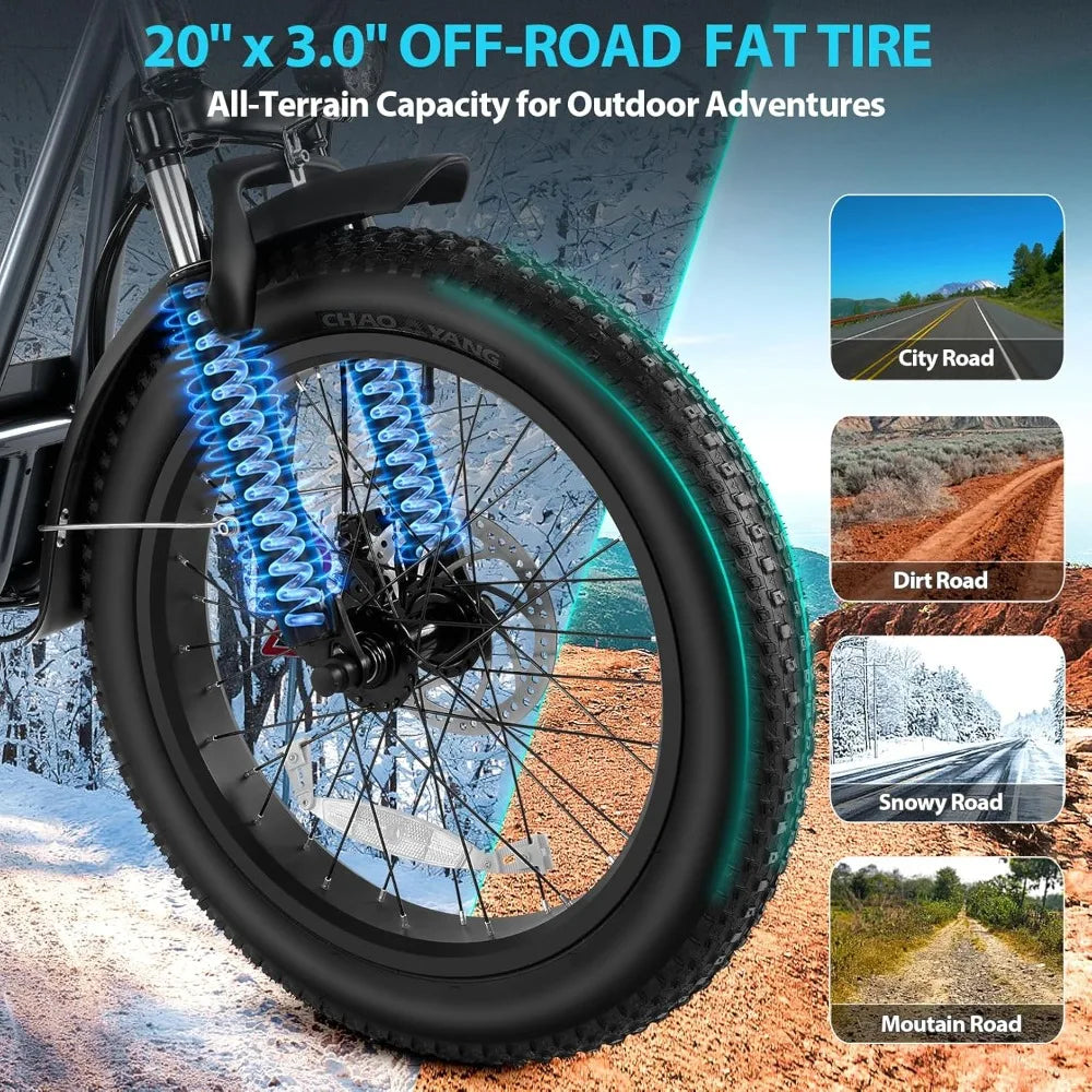 Peak 800W Foldable Electric Scooter Adults, 20" Fat Tire Electric Bike with 48V Battery, Up to 30Miles & 20MPH, Adult Electric