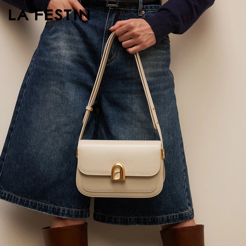 LA FESTIN Original New 2024 Ladies Leather Bag Crossbody Shoulder Bag Women's bag Handbag A-line Door Series Luxury Products