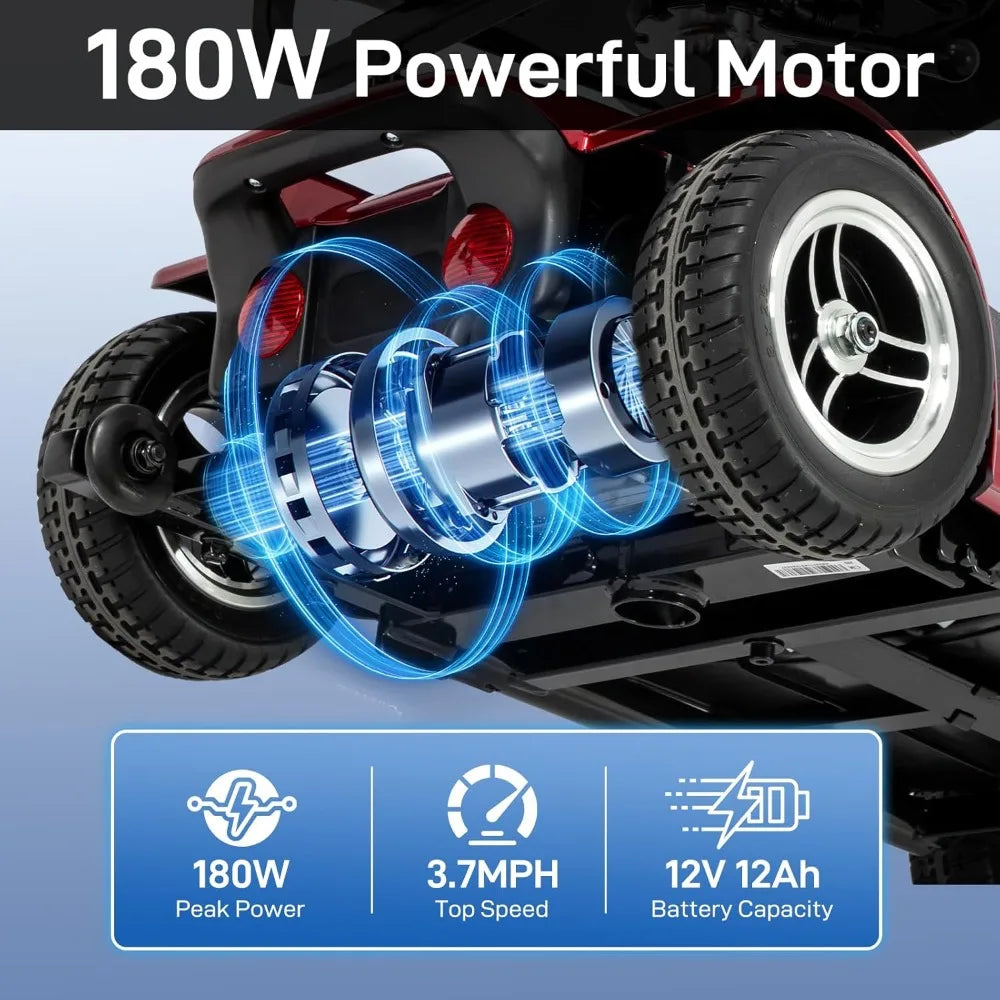 New upgrade-4 Wheel Mobility Scooter, Foldable Electric Scooter for Adults and Senior, Compact Heavy Duty Mobile Powered