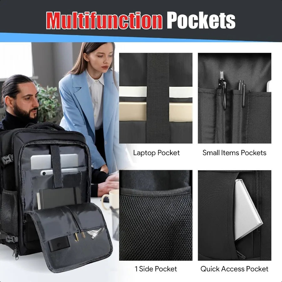 Carry On Backpack 50L Travel Backpack AntiTheft TSA Flight Appd Large Laptop Bag for Men Waterproof Pocket Lightweight Expandab