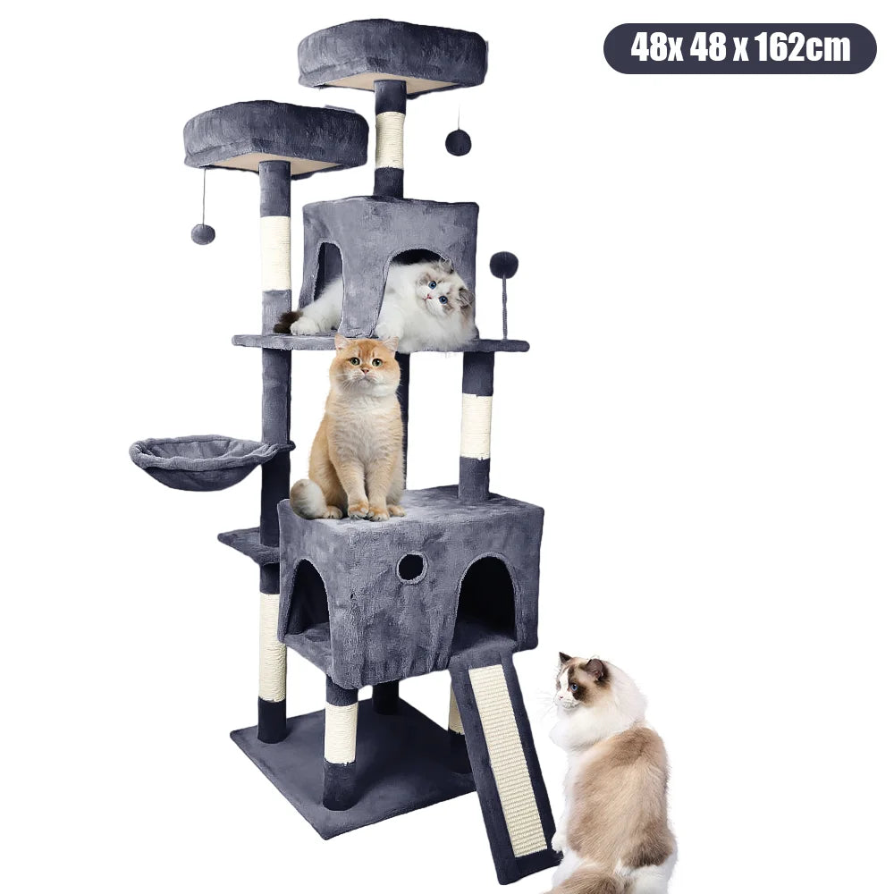 Cat Tree with Toy Cat Tower Condo for Indoor Cats Cat Tree House with Sisal Scratching Posts Plush Perch Cozy Hammock