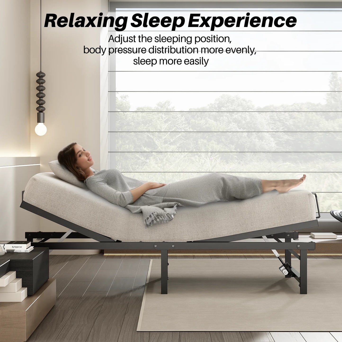 Redlife Adjustable Bed Frame 35.4X78.7 in Electric Metal Bed Frame Head & Foot Incline w/ Quiet Motor & Wireless Remote Control