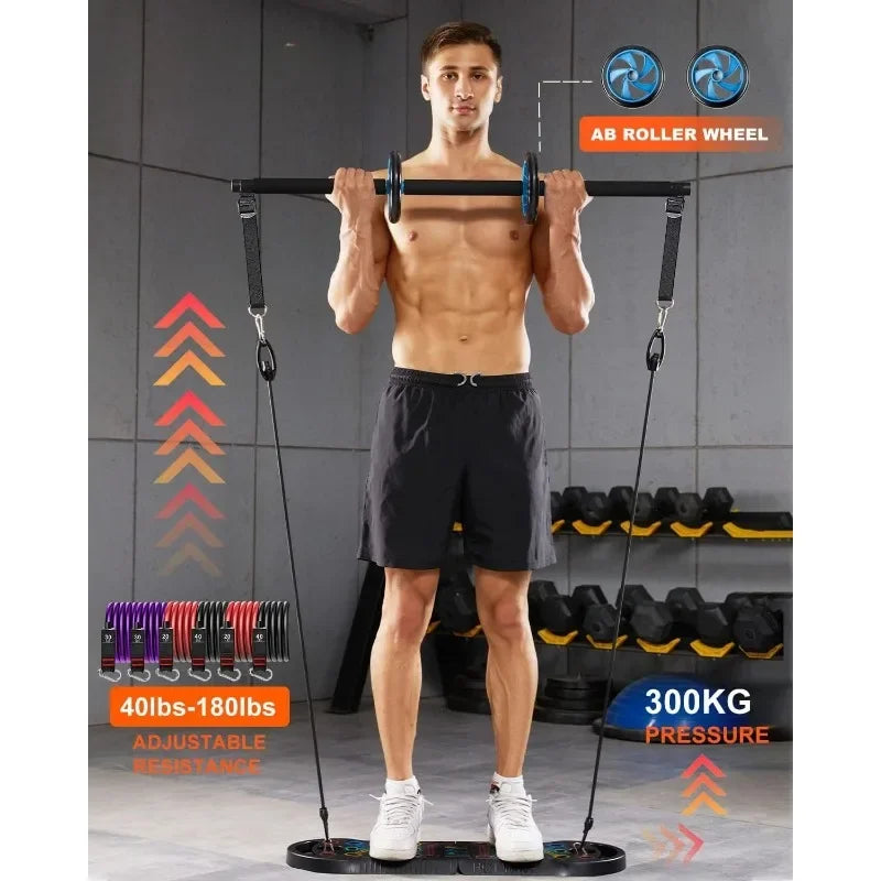 Authenticity guarantee.Portable Exercise Equipment with 16 Gym Accessories.20 in 1 Push Up Board Fitness,Resistance Bands with A
