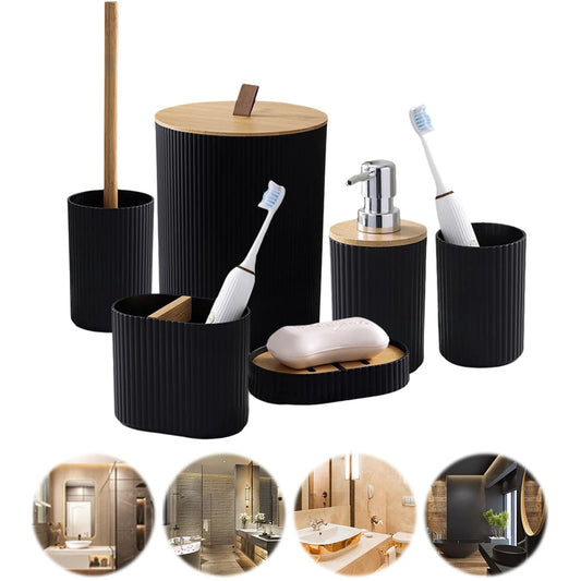 6 Piece Bathroom Accessories Set Modern Bathroom Essentials Set with Soap Dispenser Soap Dish & Toilet Brush