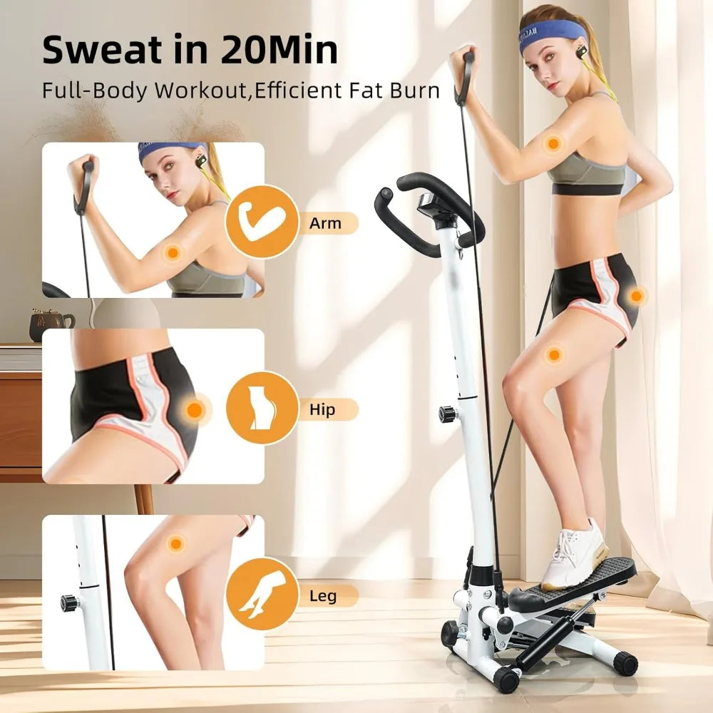 Home Adjustable Height Stepper Exercise Machine for Men and Women, Includes Resistance Bands, Supports Up to 300lbs