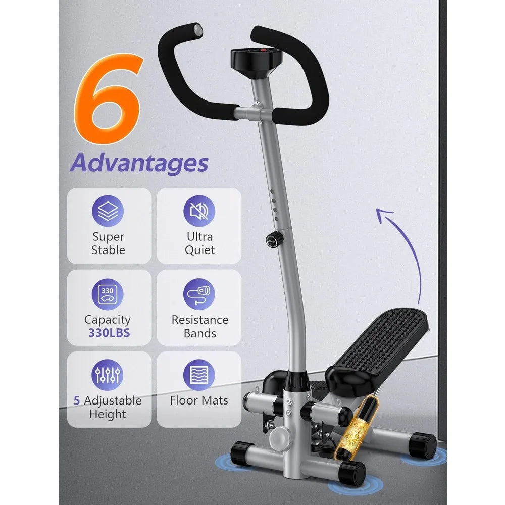 Home Fitness Stair Stepper with Handlebar and Resistance Band