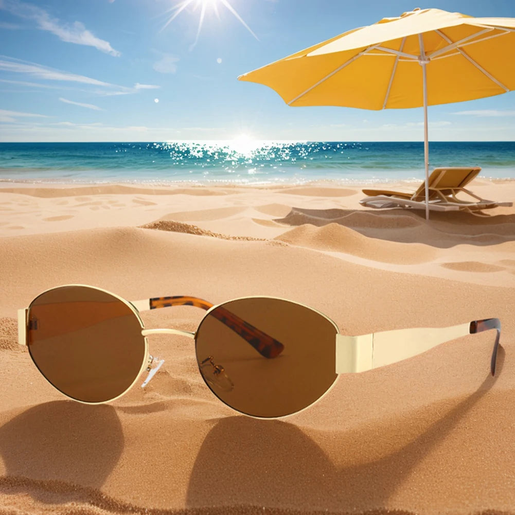 Retro Sunglasses Wear Resist Trending Sun Glasses Lightweight Trendy Metal Sunglasses for Shopping Travel Vacation Party