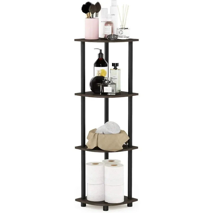 4-Tier Corner Shelf Organizer, Multifunctional Storage Rack for Kitchen Bathroom Pantry