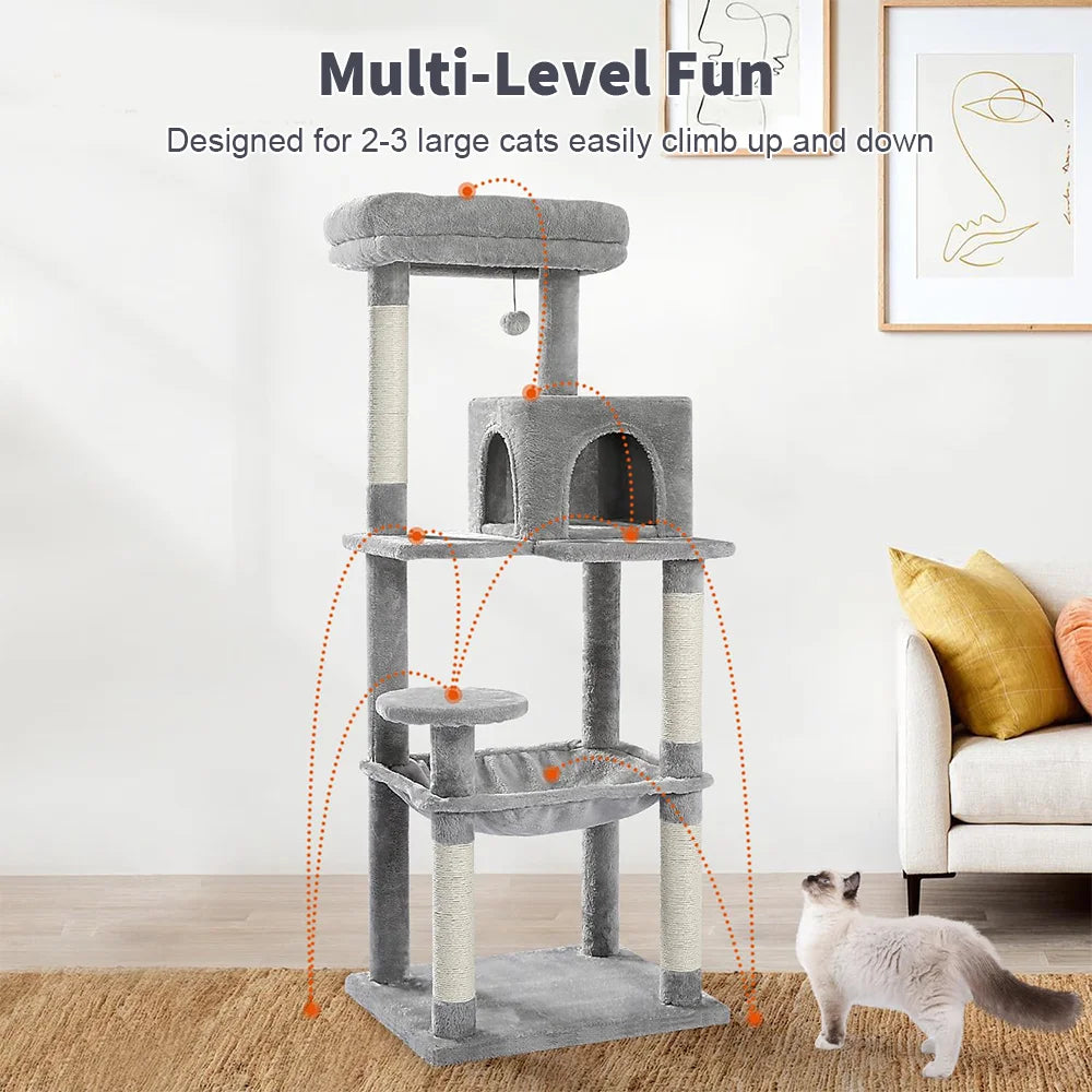 Cat Tree with Toy Cat Tower Condo for Indoor Cats Cat Tree House with Sisal Scratching Posts Plush Perch Cozy Hammock