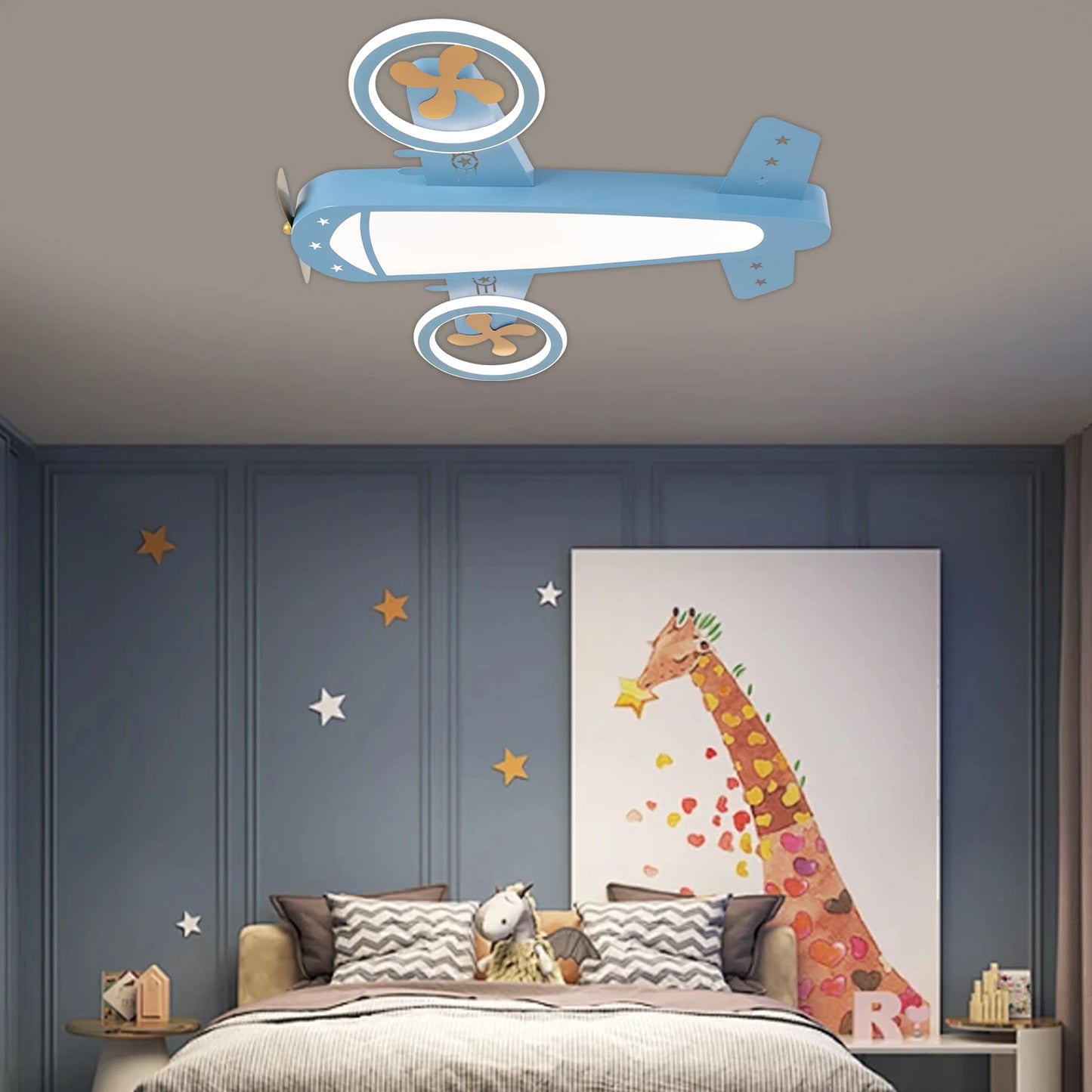 Airplane Ceiling Light, LED, Remote Control, Adjustable Warm & Cool Light, Memory Function for Kids Room and Playroom