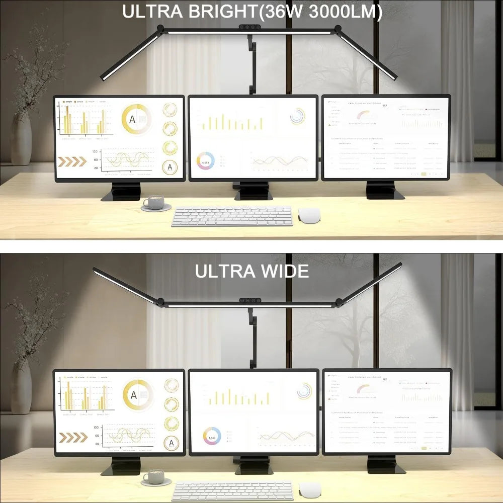 Ultra Bright 36W 3000LM Desk Lamp with Base, 47.4 Inches Wide Tall, Dimmable Overhead Lighting for Home Office