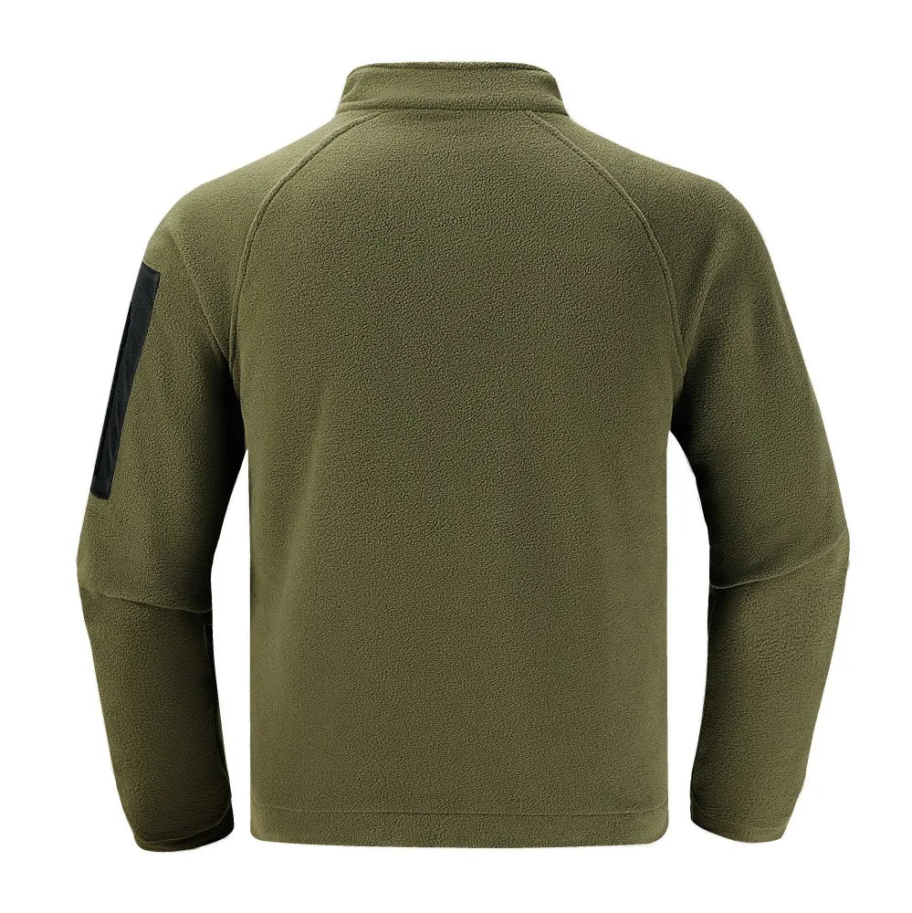 Mens military sweater thickened zipper hoodie men's solid color loose woolen thick clothes; streetwear